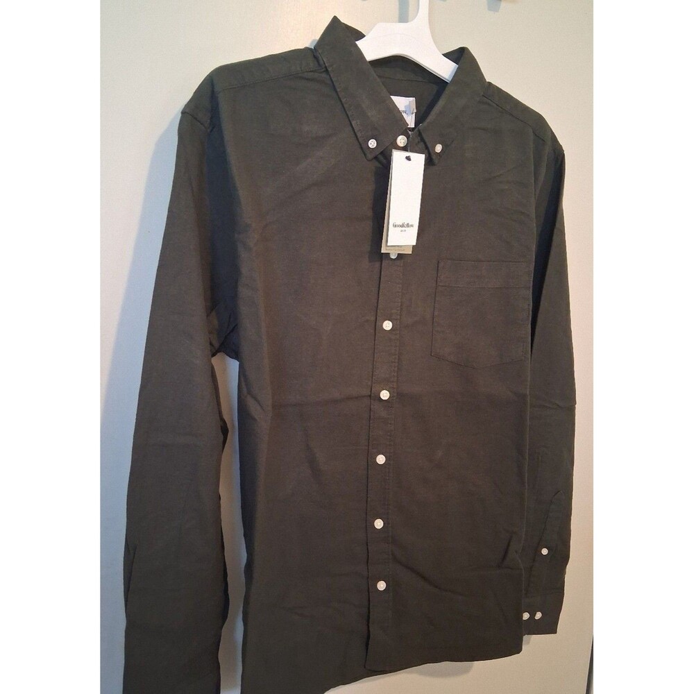 NEW! Men's Goodfellow & Co Olive Long Sleeve Button Down Shirt, Size XL - Picture 5 of 11